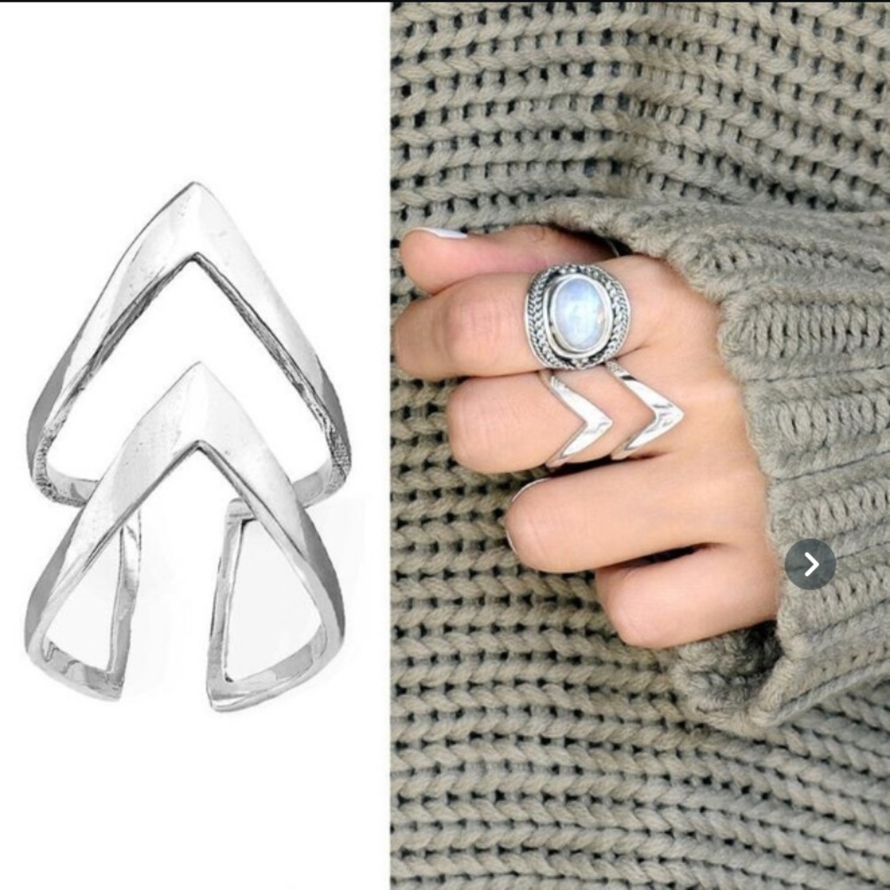 Sterling Silver Adjustable Chevron Statement Ring